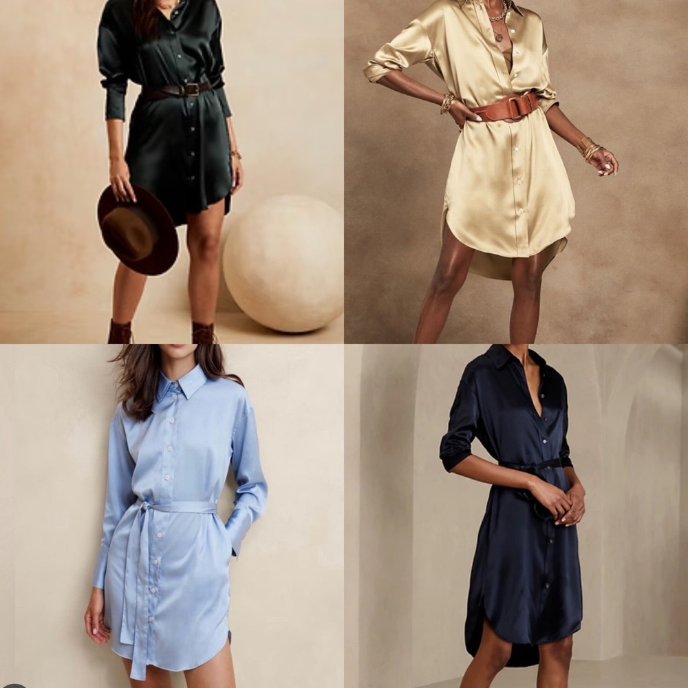 Banana Republic Royal Blue Belted Shirt Dress